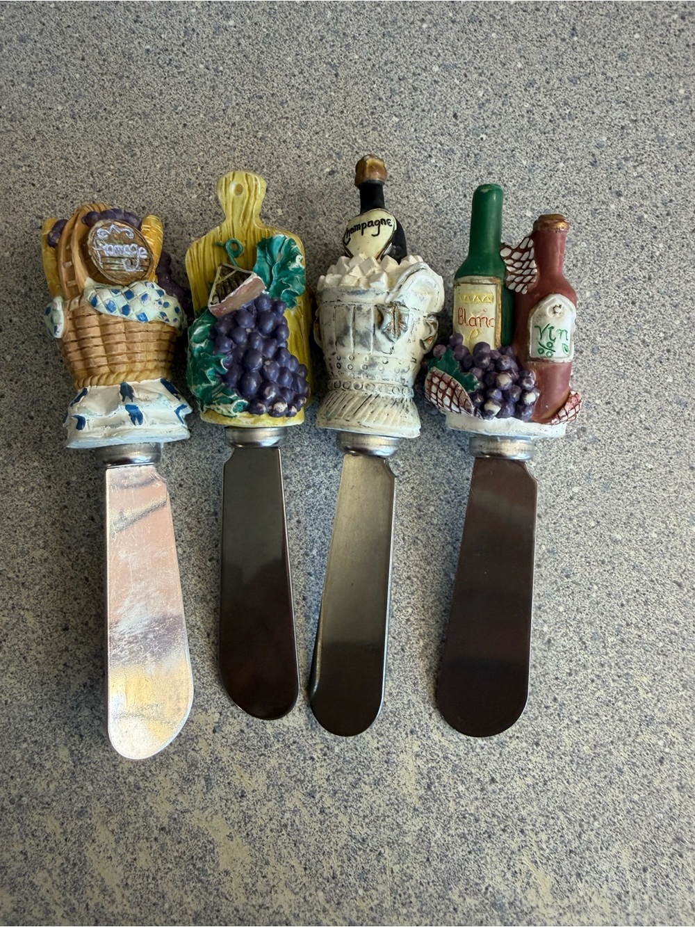 Picnic Themed Resin Cheese Spreaders - Set of 4 - Multicolor